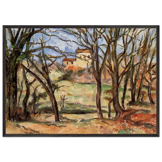 House behind Trees on the Road to Tholonet - Paul Cezanne 70x100 cm / 28x40 inches Framed Art Print – Black Wooden Frame