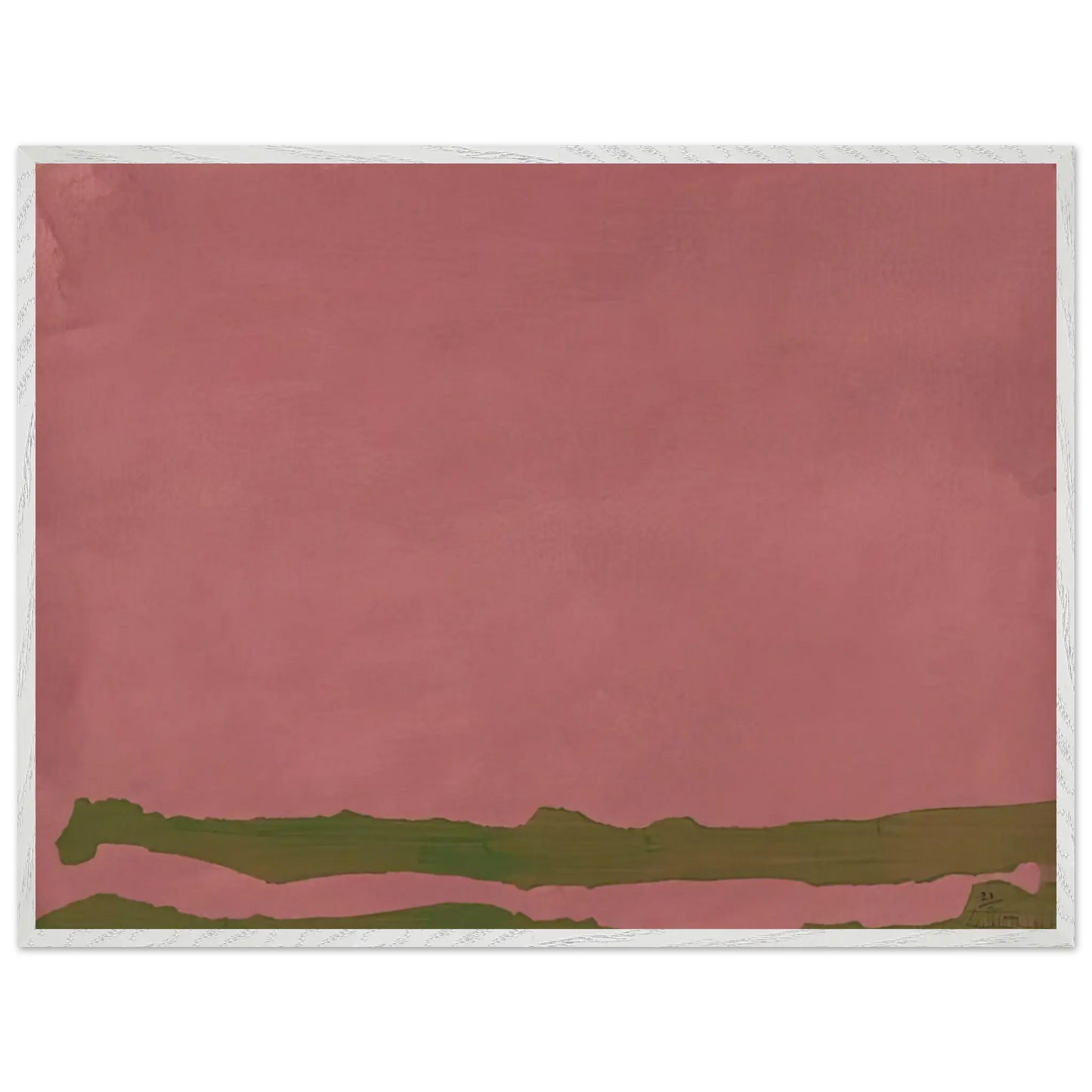 Helen Frankenthaler - Green Likes Mauve - 1970 Wall art - 45x60 cm / 18x24 Inches - Premium Wooden Framed Poster With Fine Art Paper - White frame
