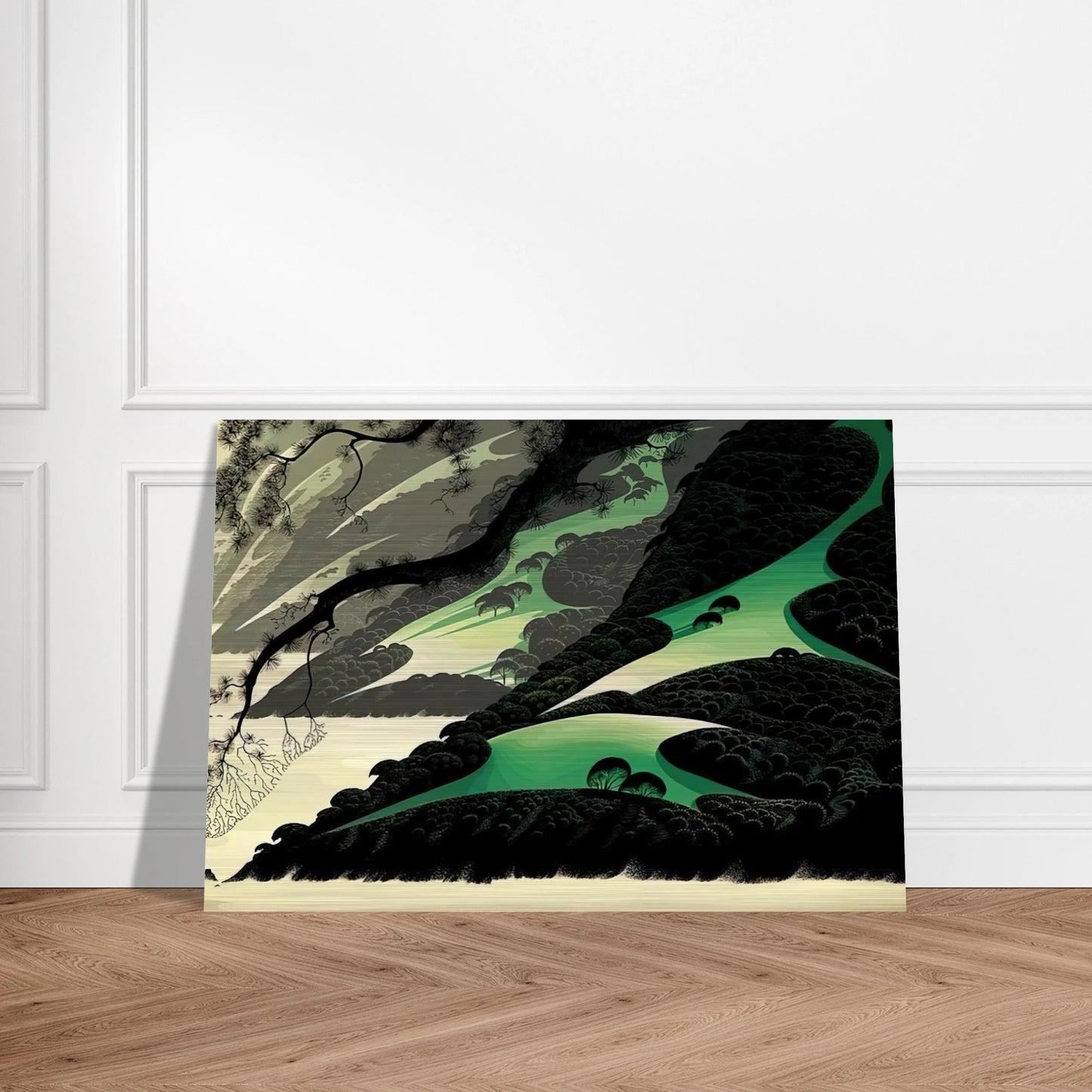 Green Big Sur - Eyvind Earle Brushed Aluminum Print - 70x100 cm / 28x40 inches | Eyvind Earle Aluminum Print | Eyvind Earle Prints
