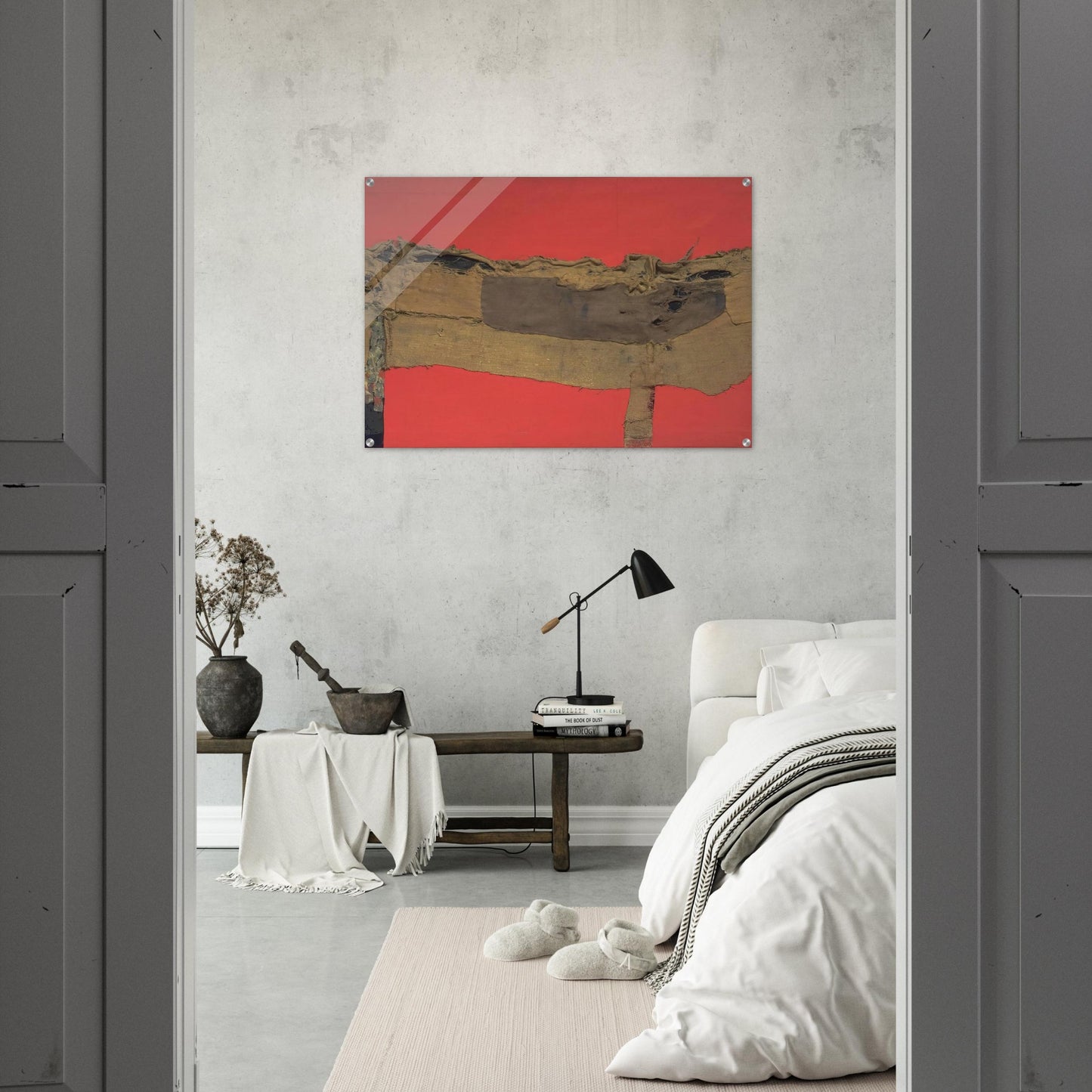 Sacking and Red - 1954 - Alberto Burri Acrylic Print - 70x100 cm / 28x40″ inches