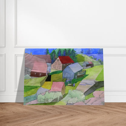 Häuser im Schwarzwald - Naïve Art Primitivism - Johannes Itten Brushed Aluminum Print - 70x100 cm / 28x40 inches | Johannes Itten Aluminum Print | Johannes Itten Prints