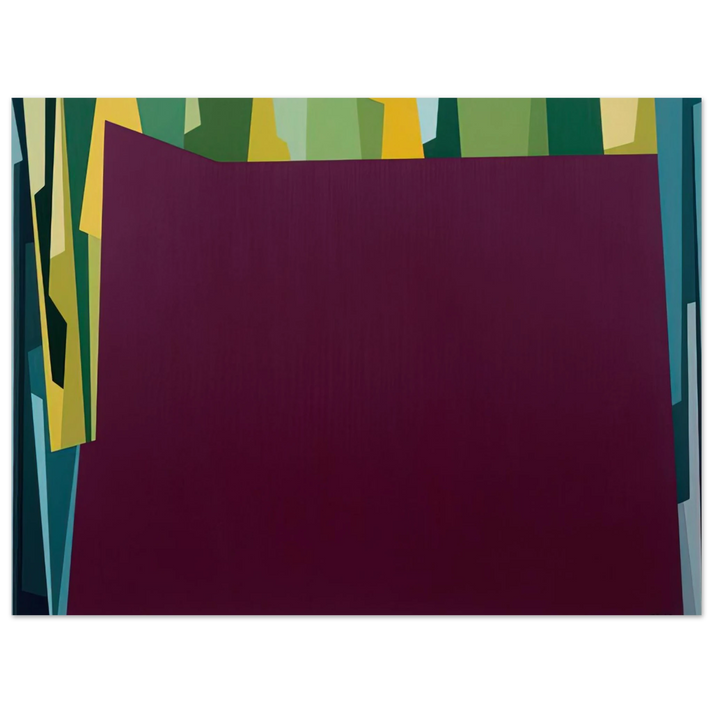Karl Benjamin - Interlocking Forms Big Magenta With Green - 1959  75x100 cm / 30x40inches Fine Art Poster