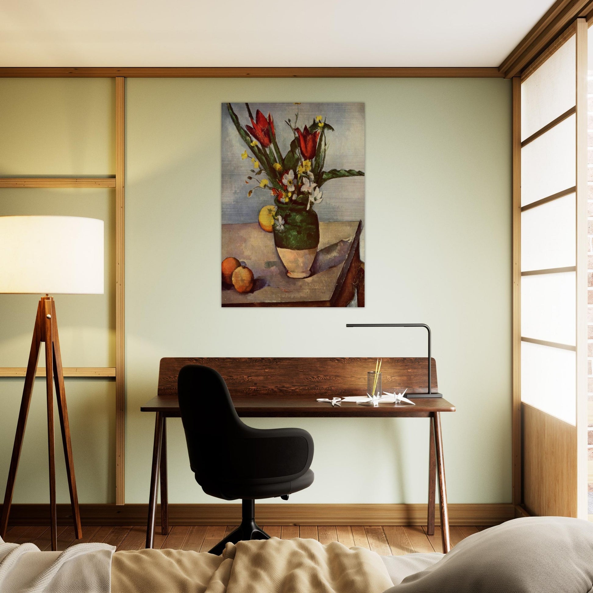 Still Life, Tulips and apples - Paul Cézanne Brushed Aluminum Print - 70x100 cm / 28x40 inches | Paul Cézanne Aluminum Print | Paul Cézanne Prints