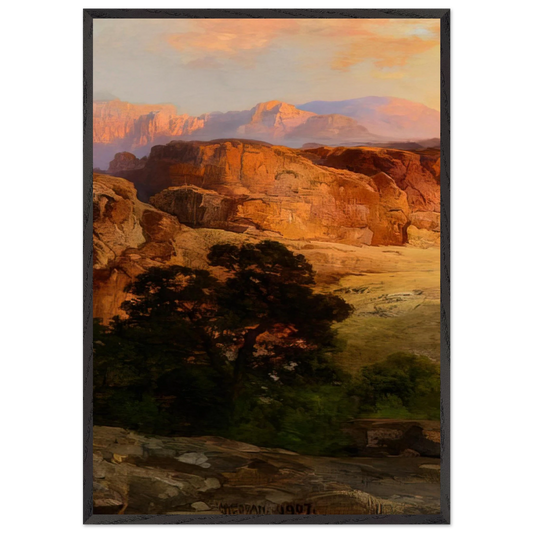 A Water Pocket Northern Arizona - Thomas Moran 70x100 cm / 28x40 inches Framed Art Print – Black Wooden Frame