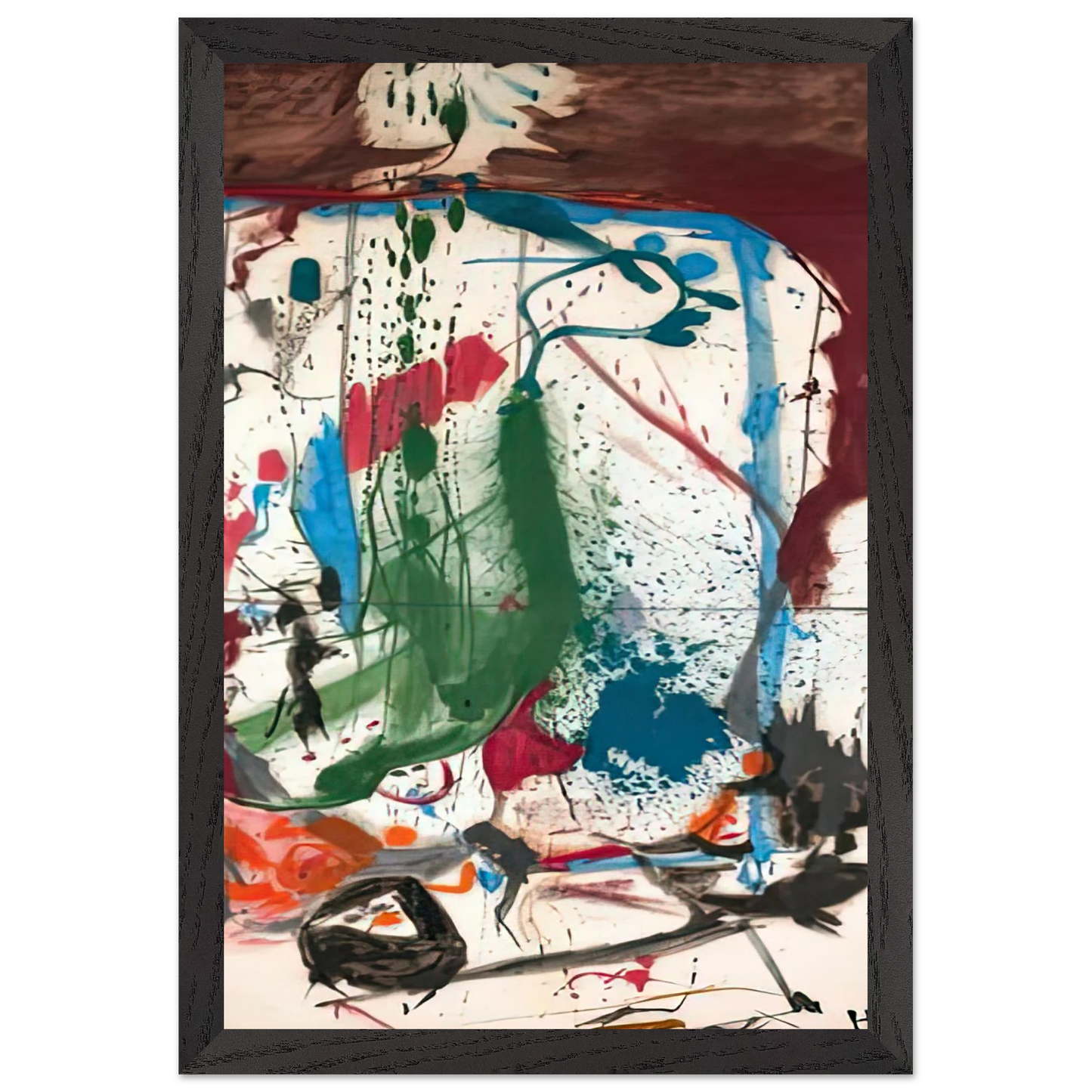 Helen Frankenthaler - Las Mayas, 1958- Wall Art - 60x80 cm / 24x32 inches - Premium Wooden Framed Poster With Fine Art Paper-canvas - White frame