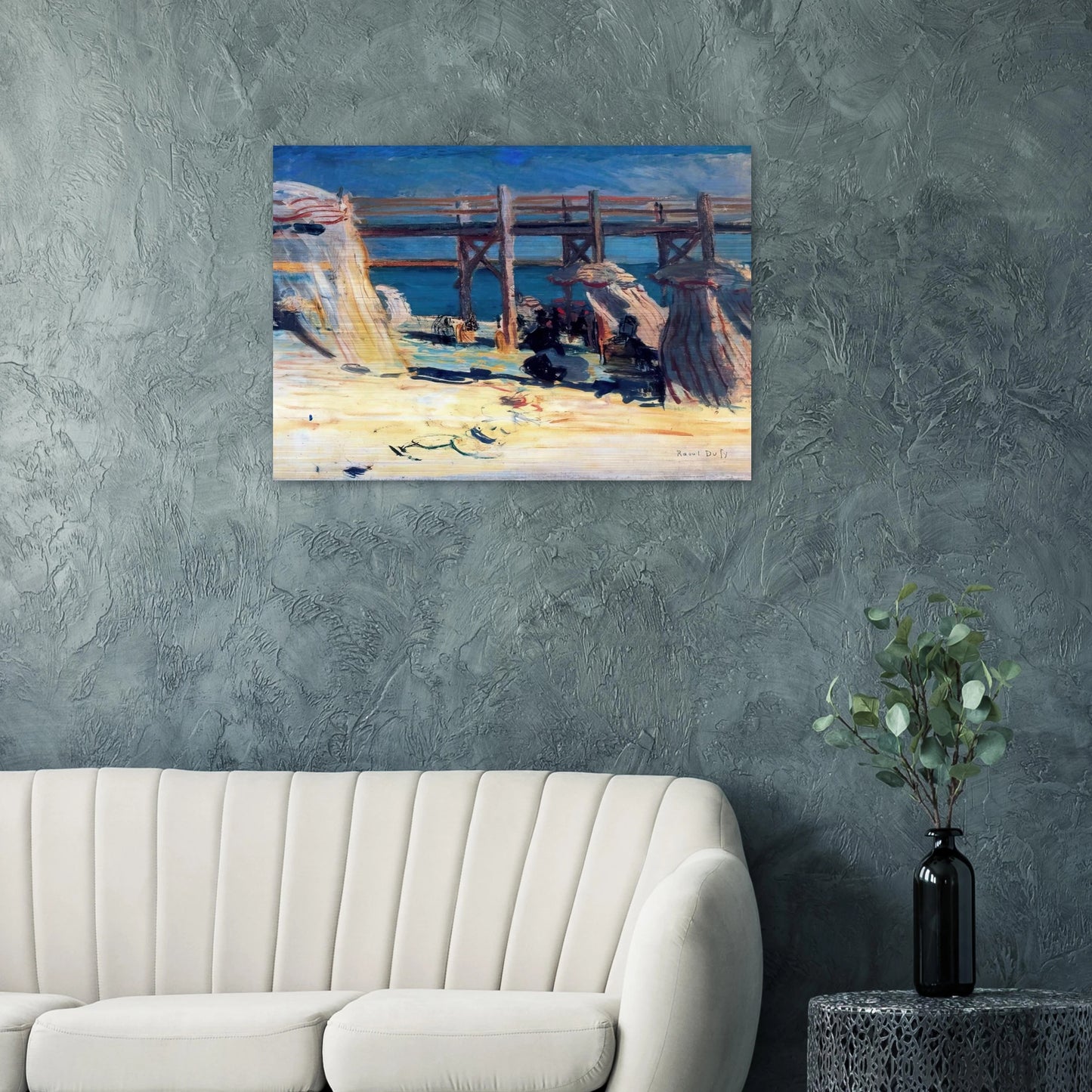 SANDY BEACH OF SAINTE ADRESSE - Raoul Dufy Brushed Aluminum Print - 70x100 cm / 28x40 inches | Raoul Dufy Aluminum Print | Raoul Dufy Prints