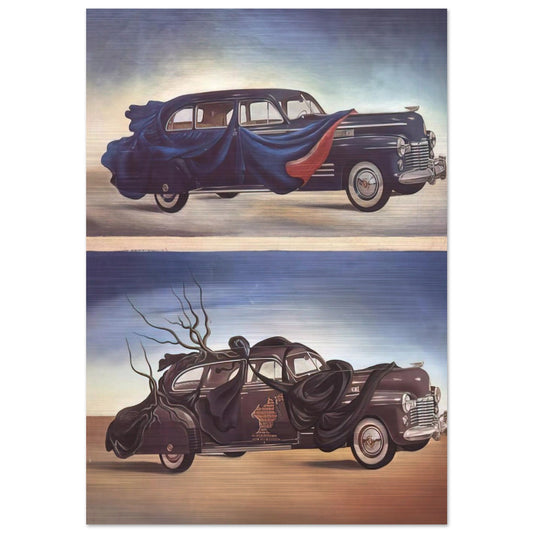 CAR CLOTHING CLOTHED AUTOMOBILE - Salvador Dali Brushed Aluminum Print - 70x100 cm / 28x40 inches | Salvador Dali Aluminum Print | Salvador Dali Prints