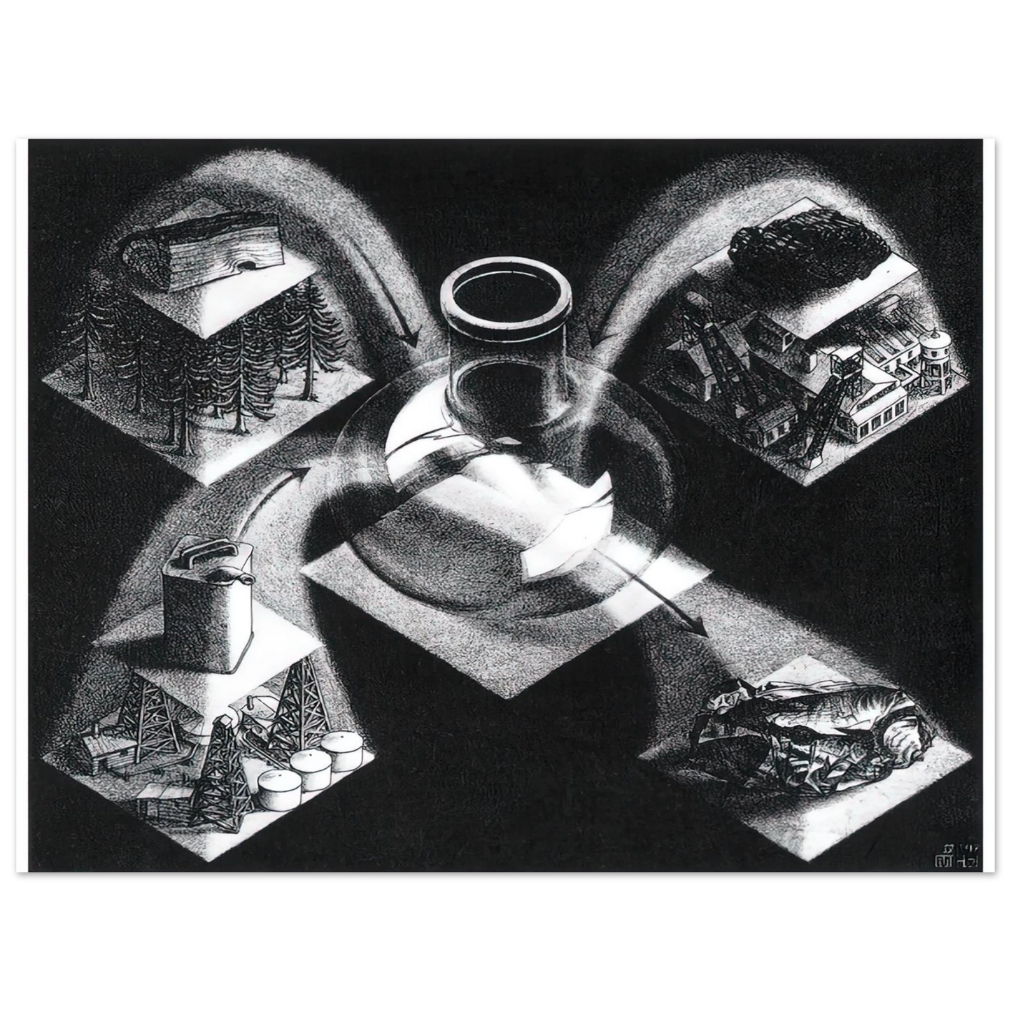 MC Escher - SYNTHESIS Wall Art - 21x29.7 cm / 8x12" - Fine Art Poster-canvas - -