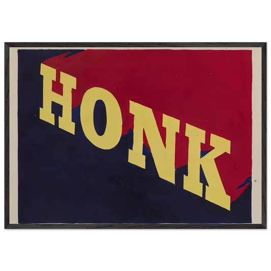HONK 1962 - Edward Ruscha 70x100 cm / 28x40 inches Framed Art Print – Black Wooden Frame