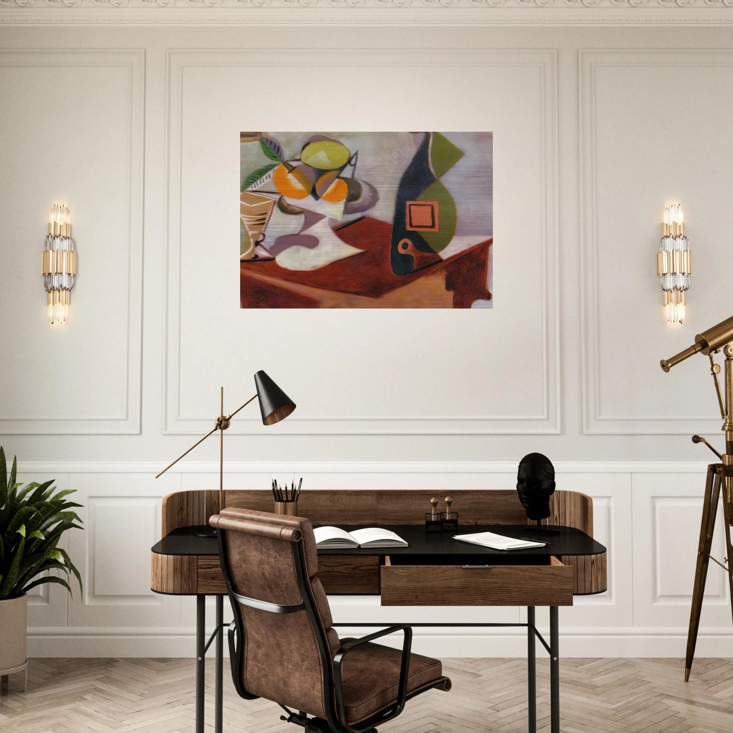 Still life with lemon and oranges - Pablo Picasso Brushed Aluminum Print - 70x100 cm / 28x40 inches | Pablo Picasso Aluminum Print | Pablo Picasso Prints