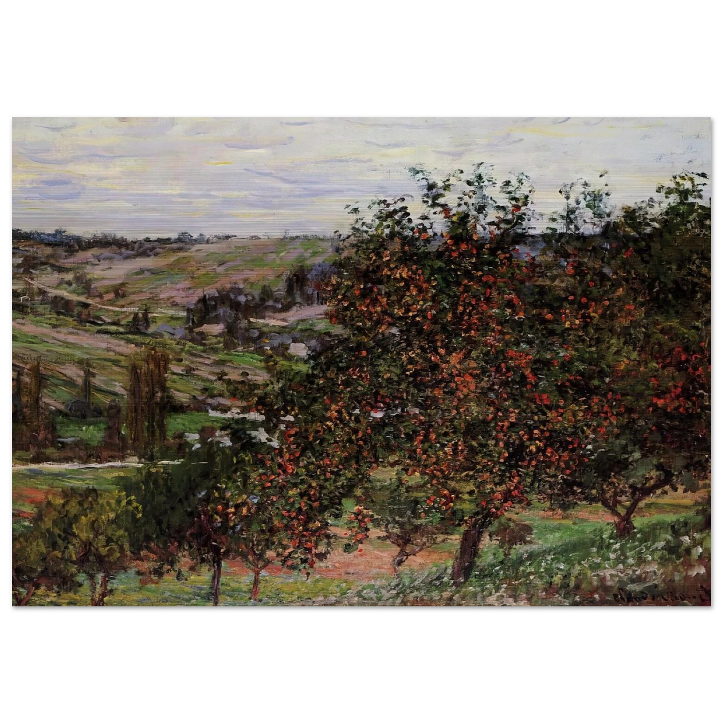 Apple Trees near Vetheuil - claude monet Brushed Aluminum Print - 70x100 cm / 28x40 inches | claude monet Aluminum Print | claude monet Prints
