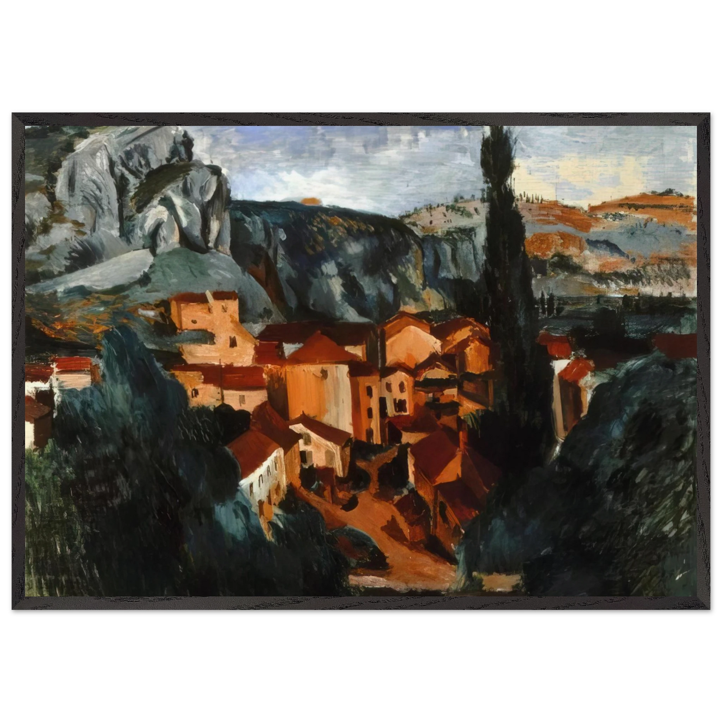 A VILLAGE - Andre Derain 70x100 cm / 28x40 inches Framed Art Print – Black Wooden Frame