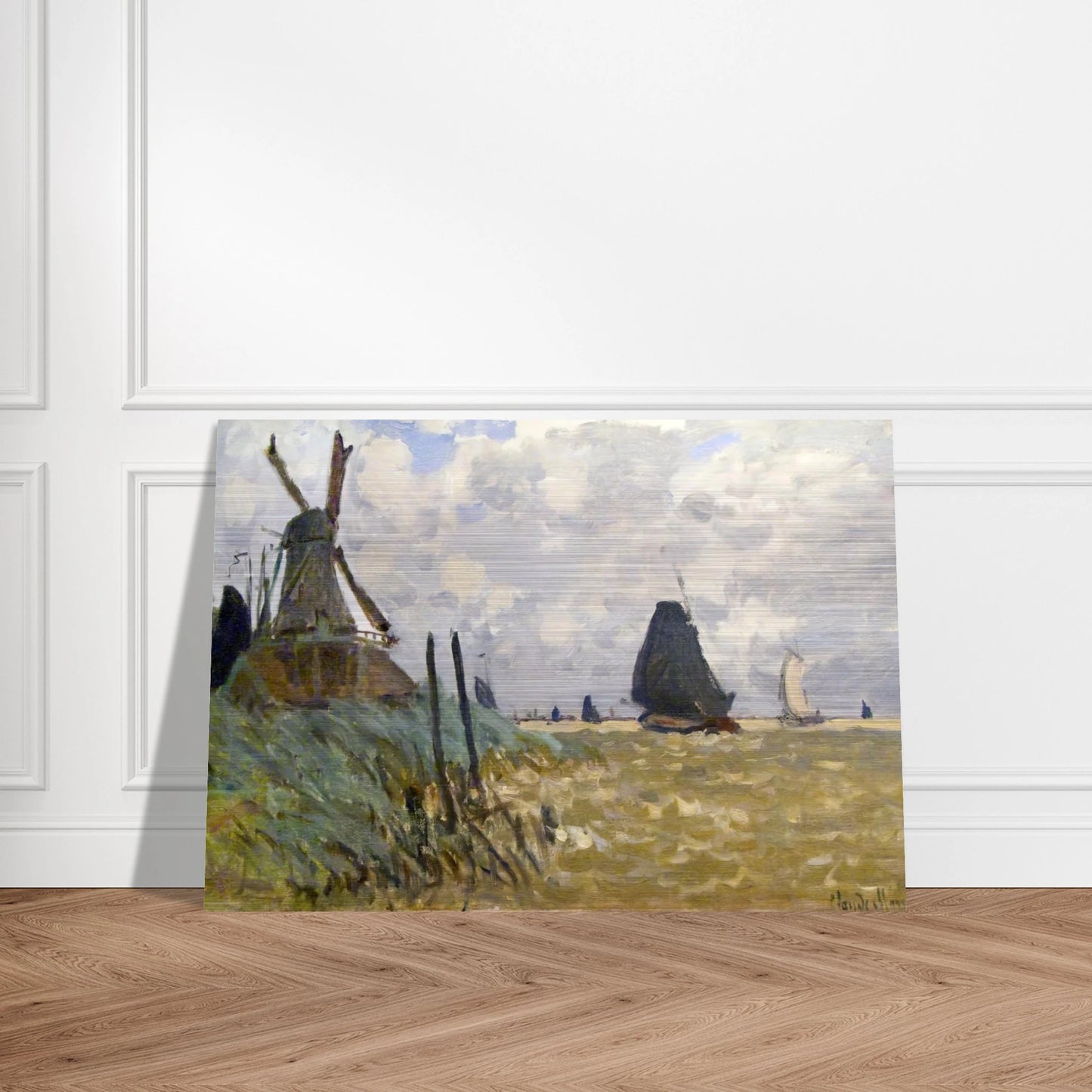 Windmill near Zaandam - claude monet Brushed Aluminum Print - 70x100 cm / 28x40 inches | claude monet Aluminum Print | claude monet Prints