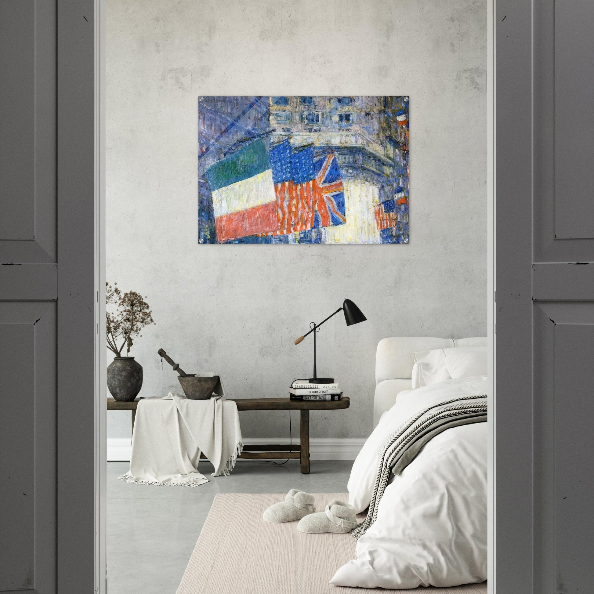Avenue of the Allies aka Flags on the Waldorf - Childe Hassam Acrylic Print - 70x100 cm / 28x40″ inches | Childe Hassam Wall Art | Childe Hassam Prints