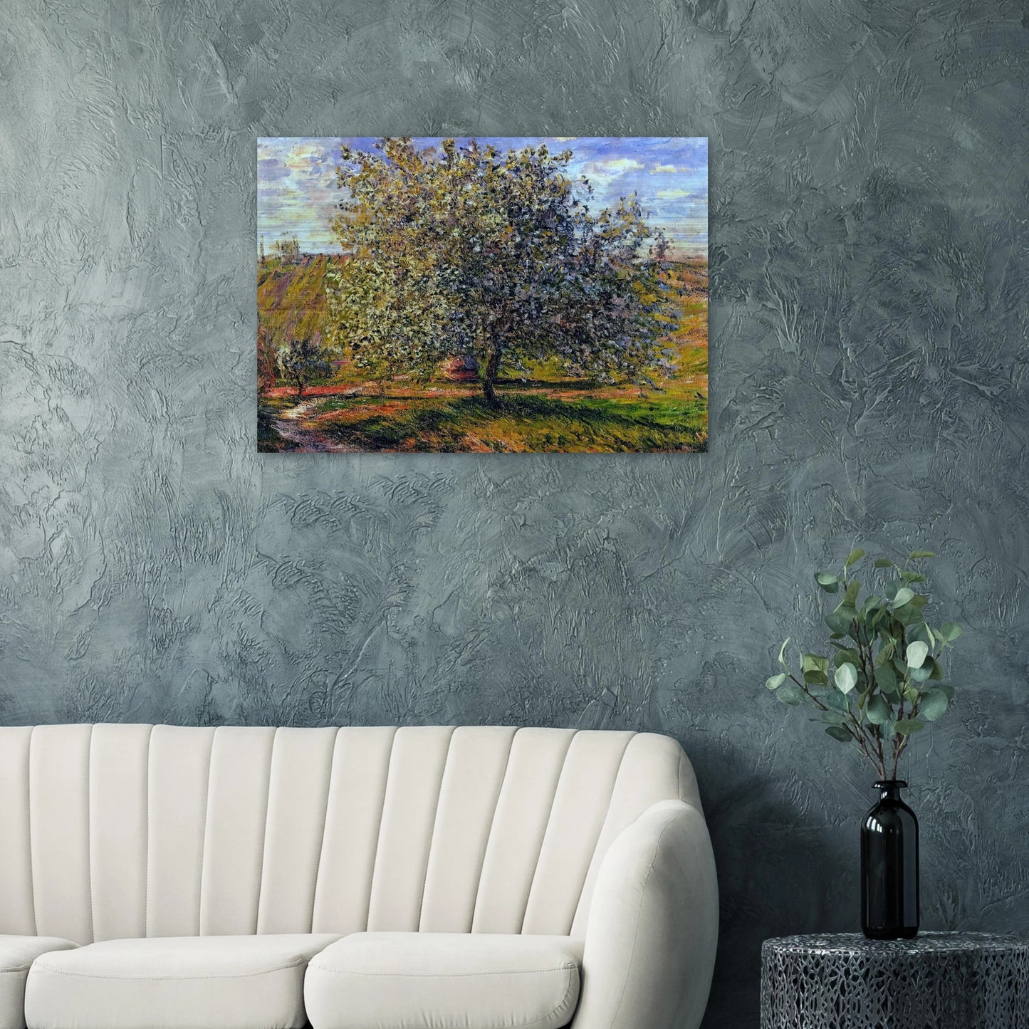 Tree in Flower near Vetheuil - claude monet Brushed Aluminum Print - 70x100 cm / 28x40 inches | claude monet Aluminum Print | claude monet Prints