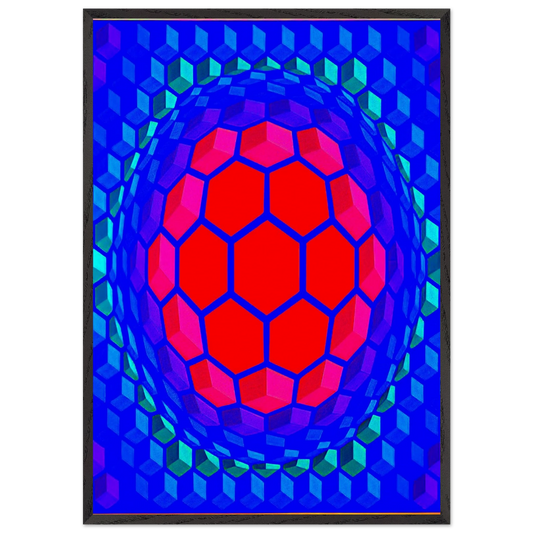 Cheyt Pyr - 1971 - Victor Vasarely 70x100 cm / 28x40 inches Framed Art Print – Black Wooden Frame