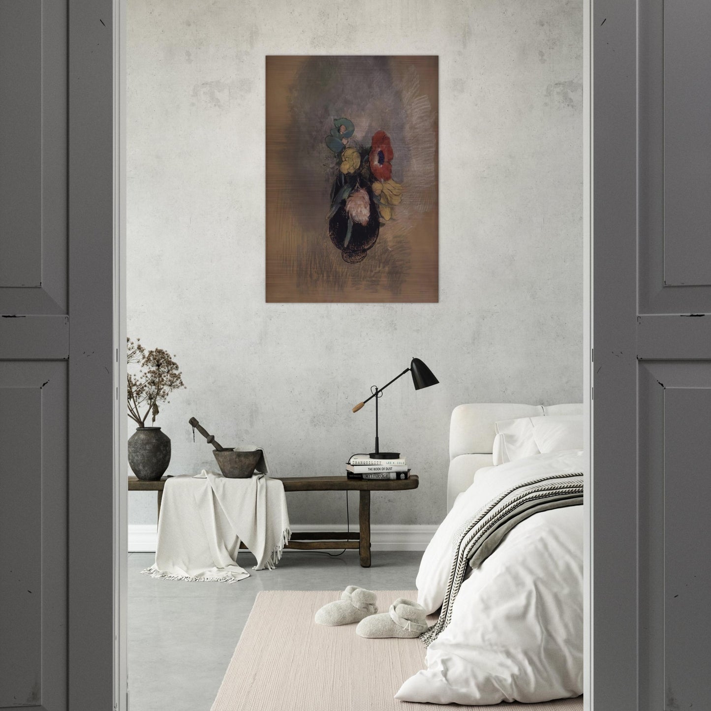 ANEMONES AND TULIPS - Odilon Redon Brushed Aluminum Print - 70x100 cm / 28x40 inches | Odilon Redon Aluminum Print | Odilon Redon Prints