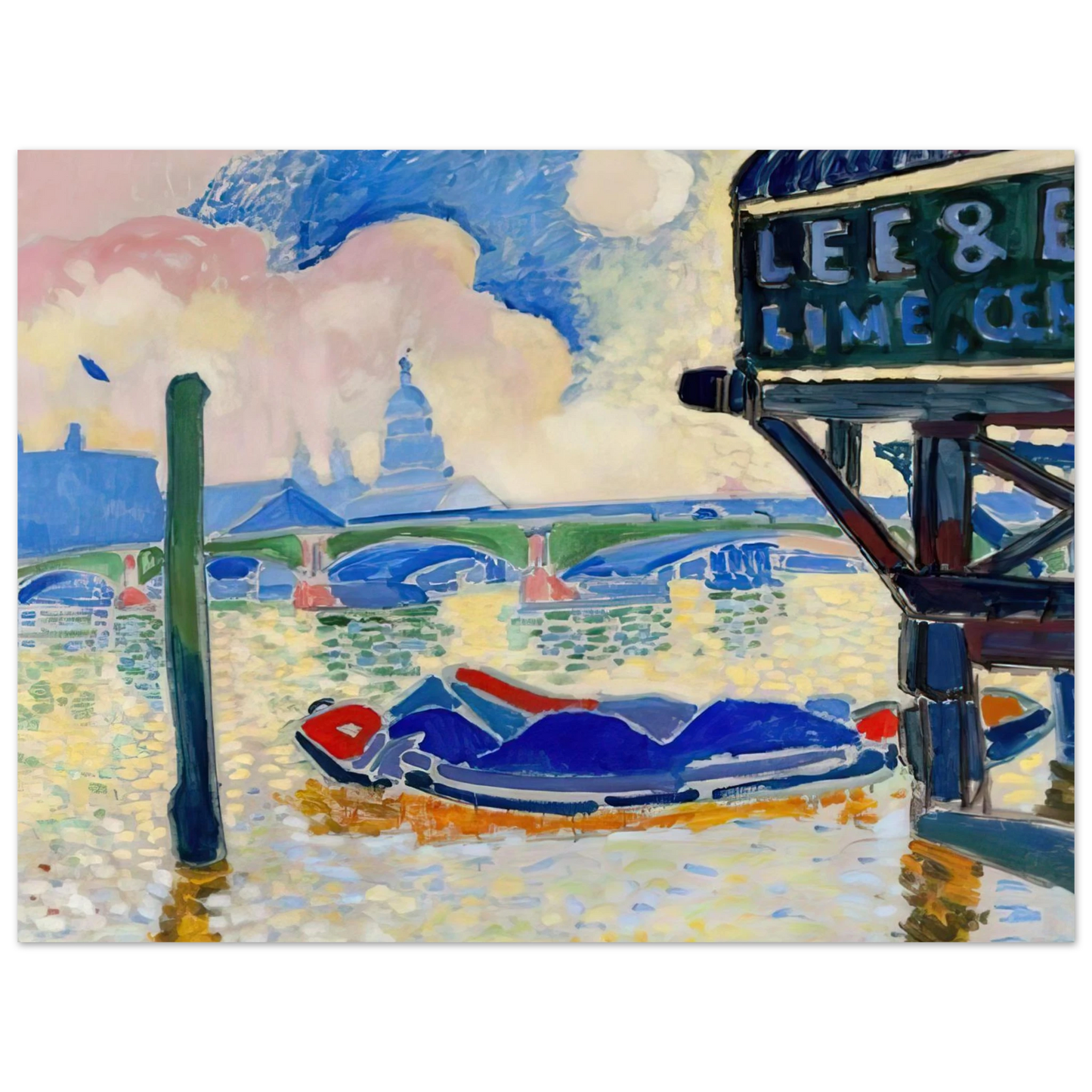 Andre Derain - BARGES ON THE THAMES 1906 0  75x100 cm / 30x40inches Fine Art Poster