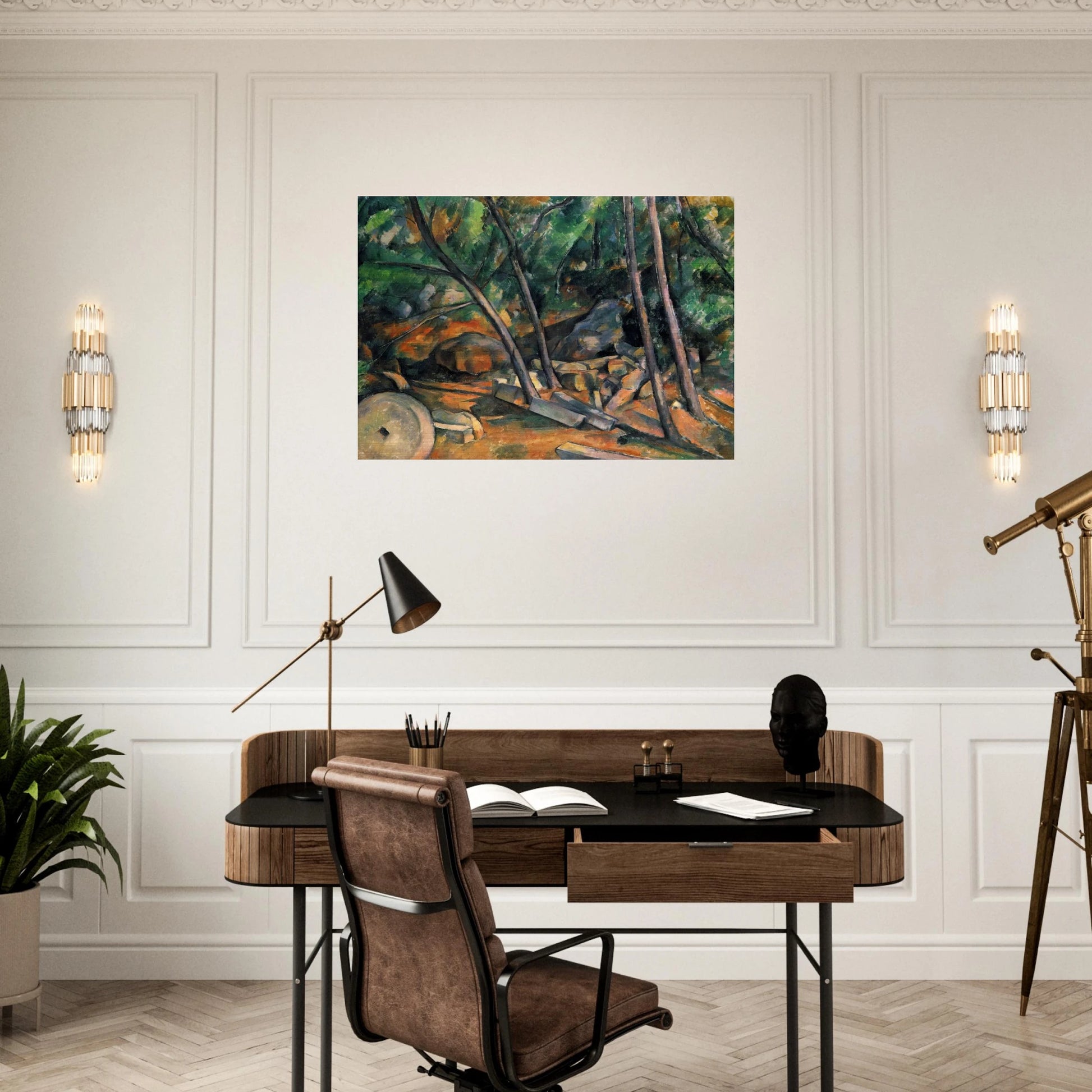 Woods with Millstone - Paul Cézanne Brushed Aluminum Print - 70x100 cm / 28x40 inches | Paul Cézanne Aluminum Print | Paul Cézanne Prints