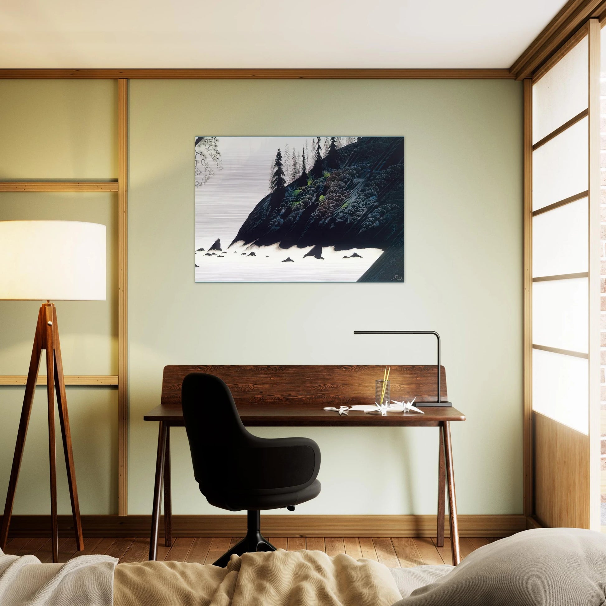 Spruce Redwoods and Pine - Eyvind Earle Brushed Aluminum Print - 70x100 cm / 28x40 inches | Eyvind Earle Aluminum Print | Eyvind Earle Prints