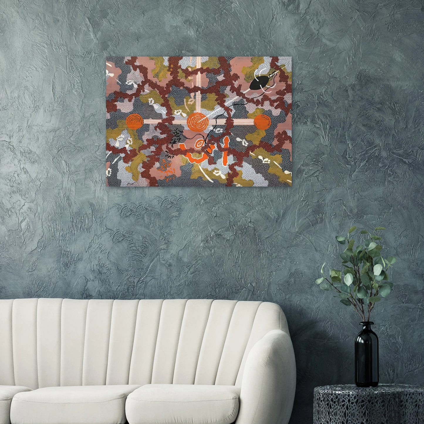 Ngarlu Love Story - 1993 - Clifford Possum Tjapaltjarri Brushed Aluminum Print - 70x100 cm / 28x40 inches | Clifford Possum Tjapaltjarri Aluminum Print | Clifford Possum Tjapaltjarri Prints