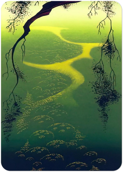 Green Mist By Eyvind Earle Pack of 10 Post Cards | Eyvind Earle Post Cards | A6 (10.5 x 14.8 cm) - 4.1 x 5.8 inches