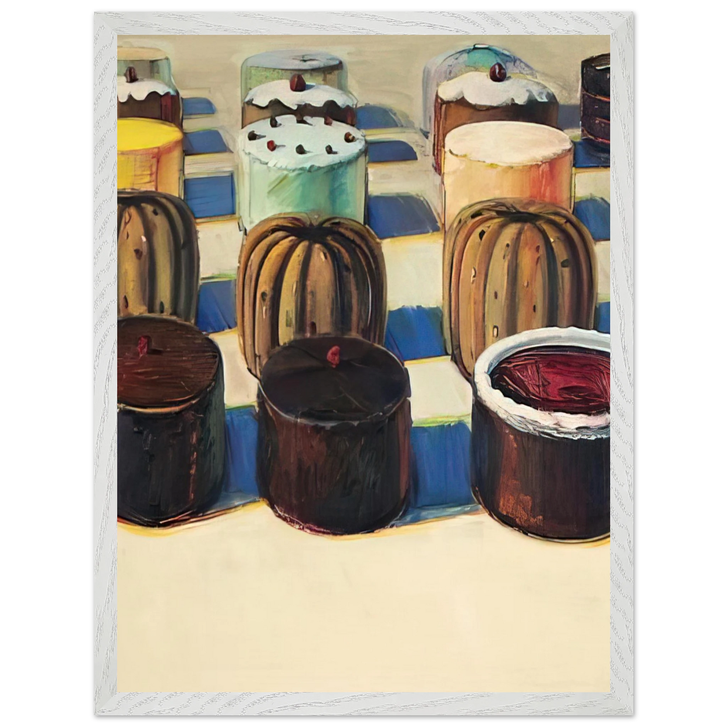 Wayne Thiebaud - Various Cakes - 1981 Wall Art - 21x29.7 cm / 8x12" - Premium Wooden Framed Poster With Fine Art Paper - Wood frame