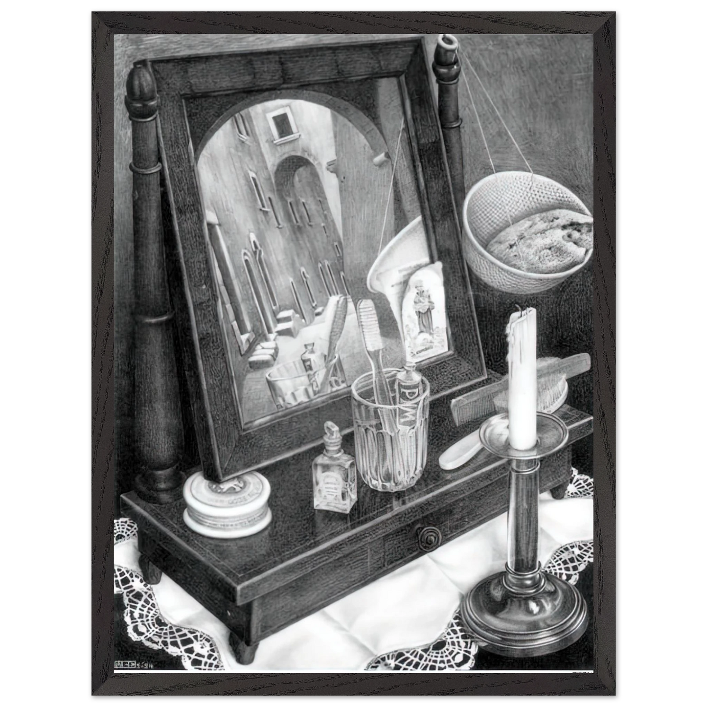 MC Escher - CANDLE MIRROR Wall Art - 30x40 cm / 12x16 inches - Fine Art Poster-canvas - -