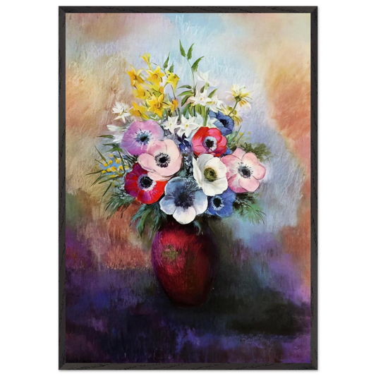 ANEMONES N2 - Odilon Redon 70x100 cm / 28x40 inches Framed Art Print – Black Wooden Frame