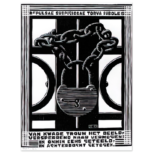 MC Escher - PADLOCK Wall Art - 21x29.7 cm / 8x12" - Fine Art Poster-canvas - -
