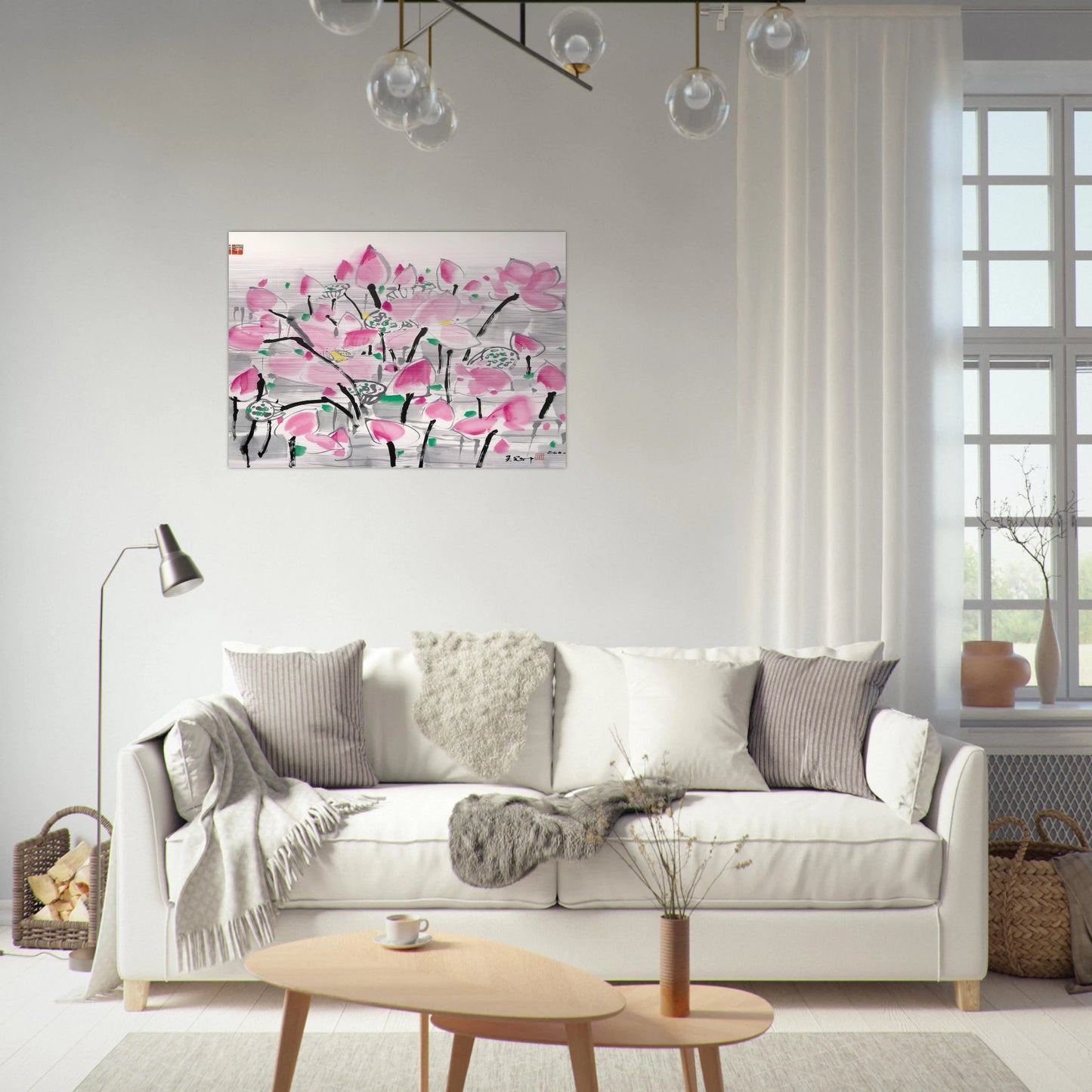 Lotus under the sun - 2001 - Wu Guanzhong Brushed Aluminum Print - 70x100 cm / 28x40 inches | Wu Guanzhong Aluminum Print | Wu Guanzhong Prints