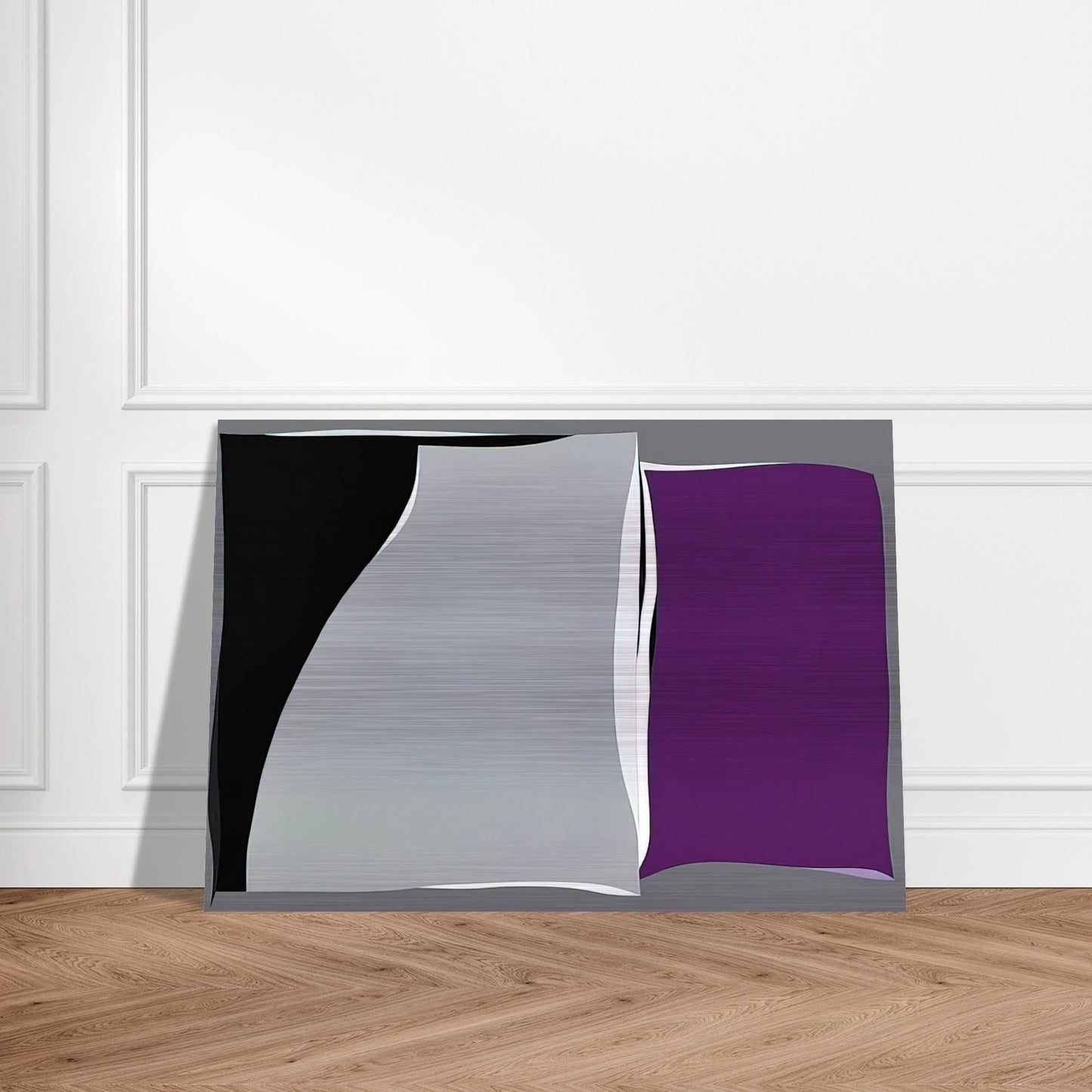 Black  Gray Curves with Purple - 1960 - Karl Benjamin Brushed Aluminum Print - 70x100 cm / 28x40 inches | Karl Benjamin Aluminum Print | Karl Benjamin Prints