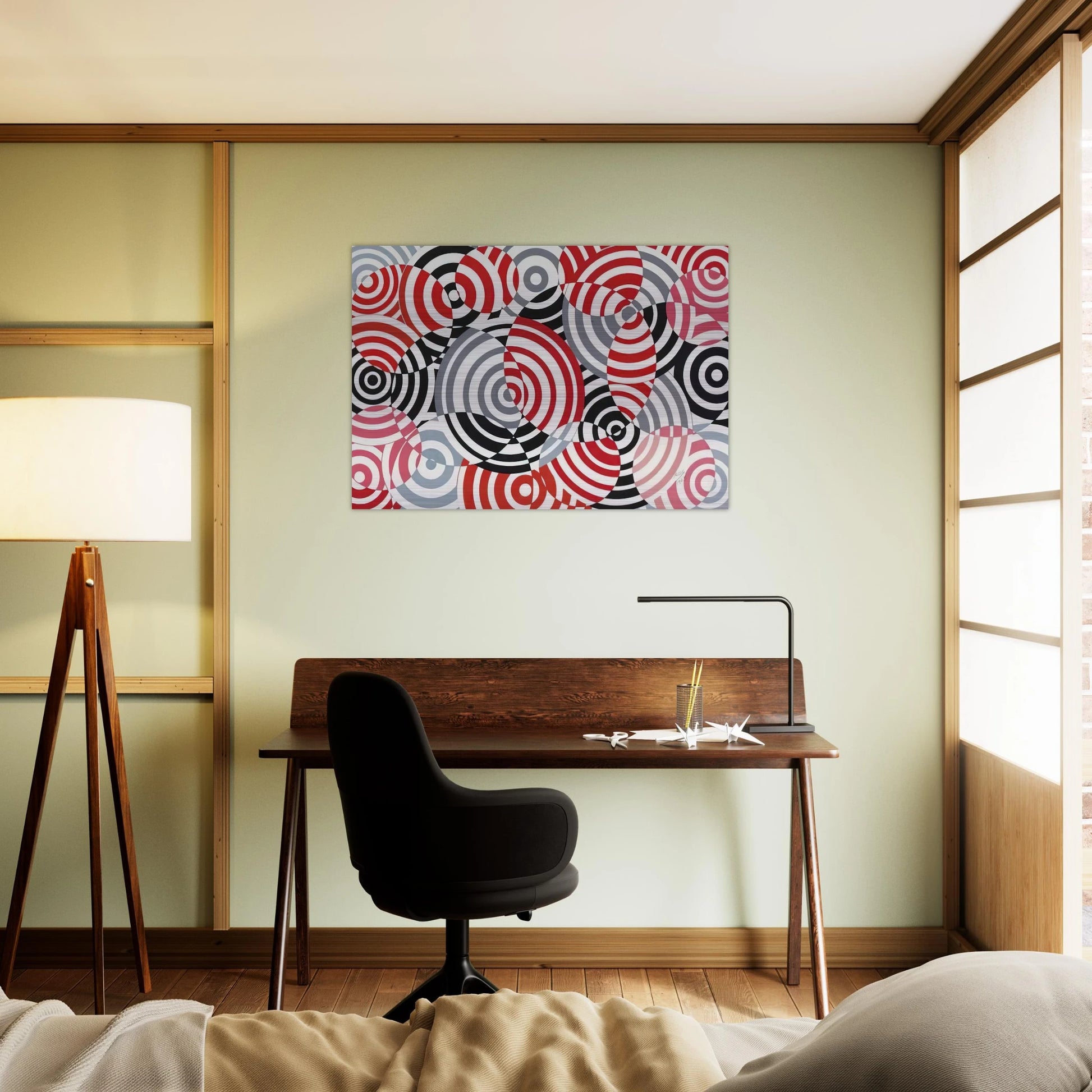 Interférences en rouge et gris No. 640 - 1963 - Antonio Asis Brushed Aluminum Print - 70x100 cm / 28x40 inches | Antonio Asis Aluminum Print | Antonio Asis Prints