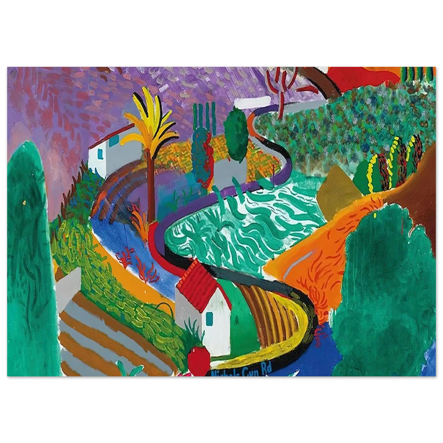 David Hockney - David Hockney Wall art - 13x18 cm / 5x7 inches - Premium Wooden Framed Poster With Fine Art Paper-canvas - Wood frame