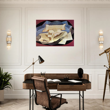 THE BLUE CLOTH 1925 - Juan Gris Brushed Aluminum Print - 70x100 cm / 28x40 inches | Juan Gris Aluminum Print | Juan Gris Prints