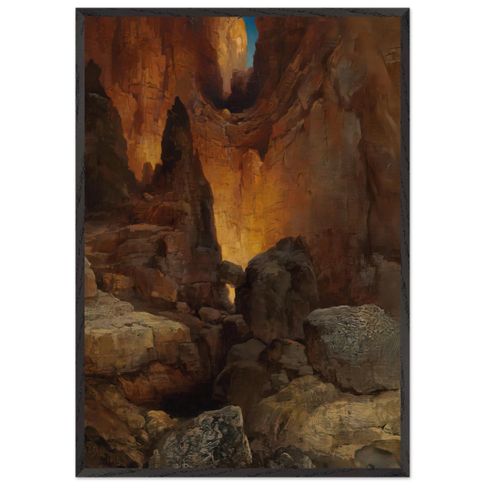 A Side Canyon Grand Canyon of Arizona - Thomas Moran 70x100 cm / 28x40 inches Framed Art Print – Black Wooden Frame