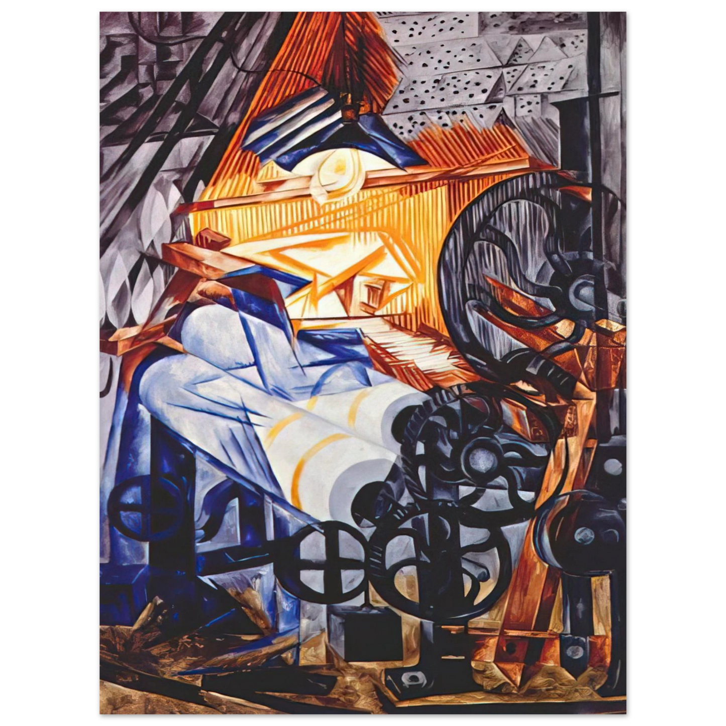 Natalia Goncharova - The weaver loomwoman - 1913  75x100 cm / 30x40inches Fine Art Poster