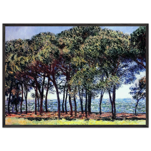 Pine Trees Cap dAntibes - claude monet 70x100 cm / 28x40 inches Framed Art Print – Black Wooden Frame