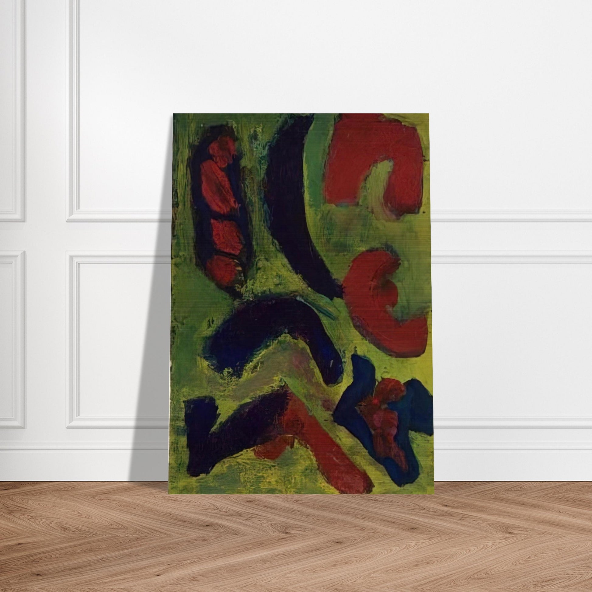 Abstract Composition in Green and Red - Barnett Newman Brushed Aluminum Print - 70x100 cm / 28x40 inches | Barnett Newman Aluminum Print | Barnett Newman Prints