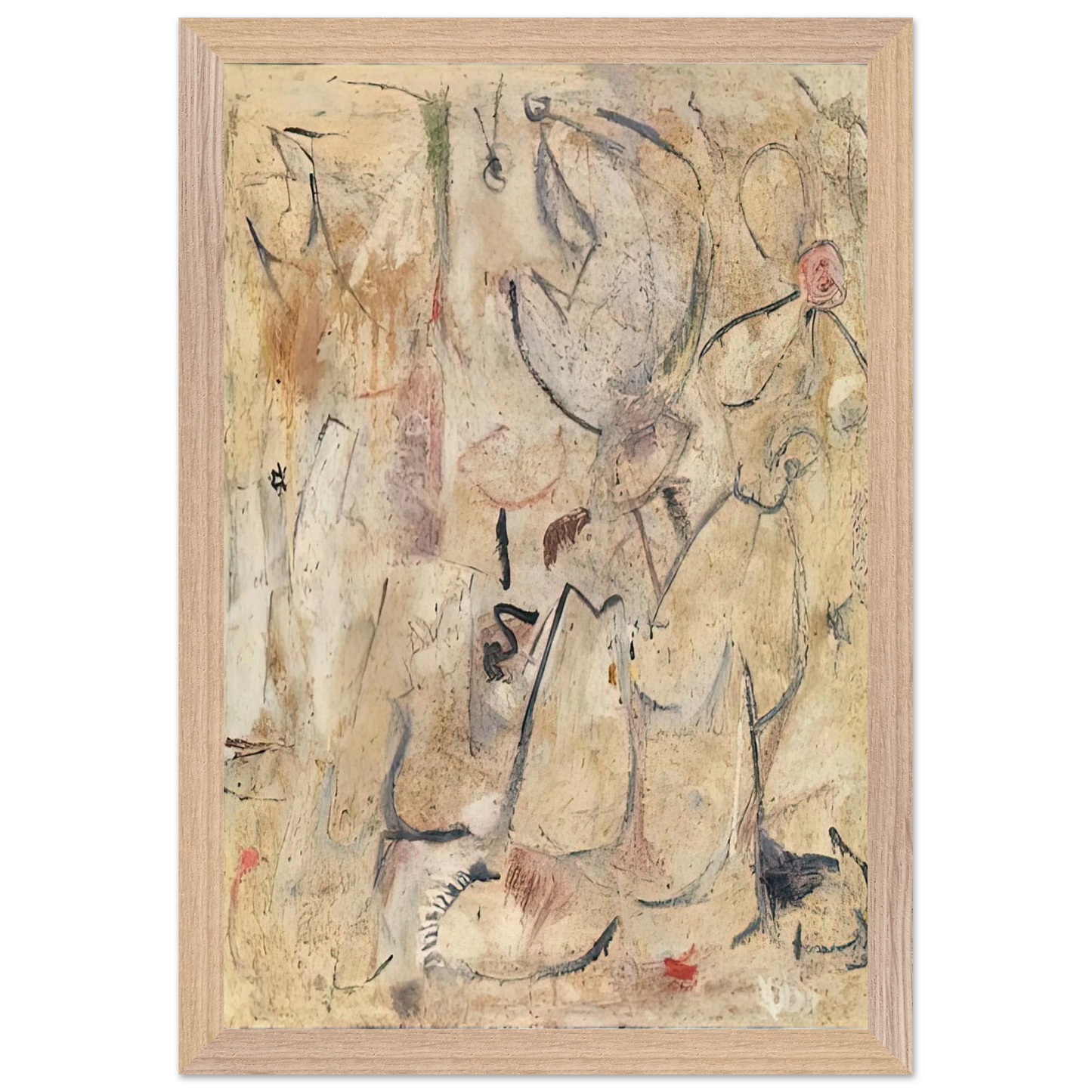 Helen Frankenthaler - Beach, 1950- Wall Art - 30x40 cm / 12x16 inches - Premium Wooden Framed Poster With Fine Art Paper-canvas - Black frame