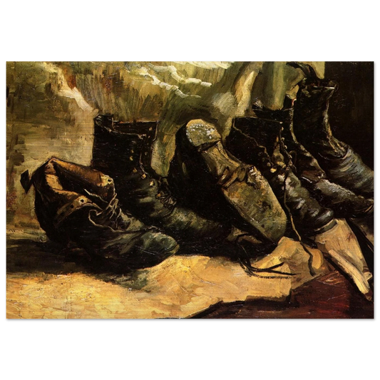 Three Pairs of Shoes - Vincent van Gogh Brushed Aluminum Print - 70x100 cm / 28x40 inches | Vincent van Gogh Aluminum Print | Vincent van Gogh Prints