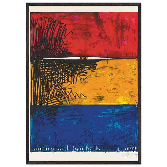 PAINTING WITH TWO BALLS ULAE 87 - Jasper Johns 70x100 cm / 28x40 inches Framed Art Print – Black Wooden Frame