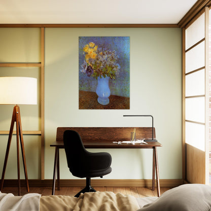 Vase with Lilacs, Daisies and Anemones - Vincent van Gogh Brushed Aluminum Print - 70x100 cm / 28x40 inches | Vincent van Gogh Aluminum Print | Vincent van Gogh Prints