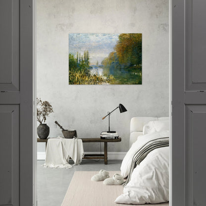 The Banks of The Seine in Autumn - claude monet Brushed Aluminum Print - 70x100 cm / 28x40 inches | claude monet Aluminum Print | claude monet Prints
