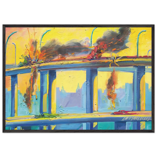 Sunset Crash - 1982 - Carlos Almaraz 70x100 cm / 28x40 inches Framed Art Print – Black Wooden Frame