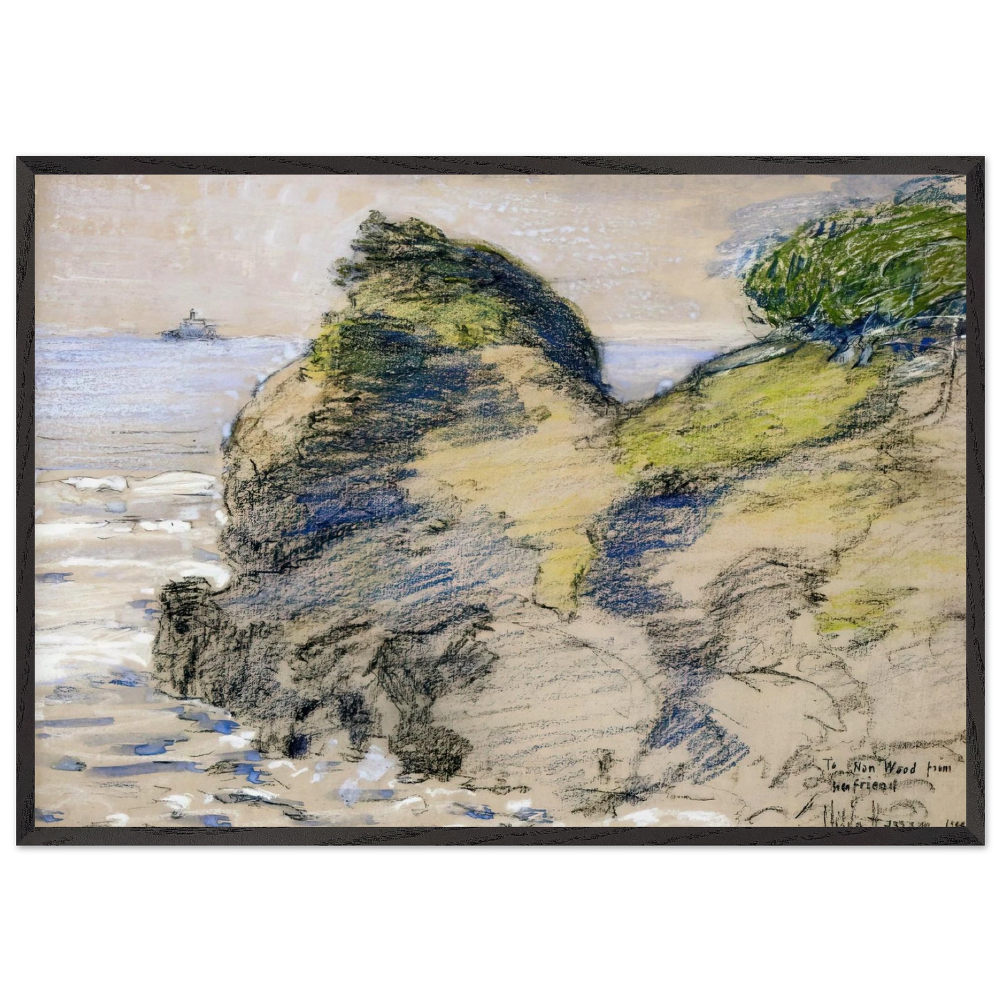 Oregon Coast - Childe Hassam 70x100 cm / 28x40 inches Framed Art Print – Black Wooden Frame