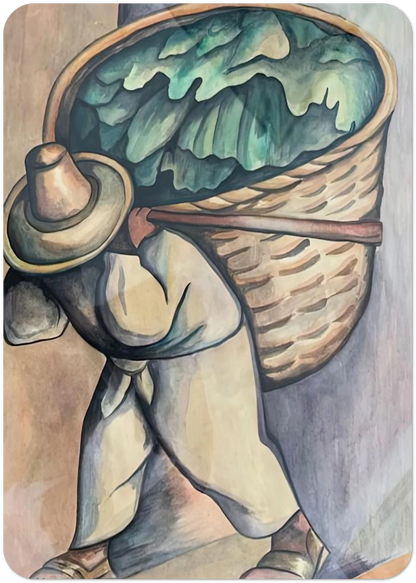 EL CARGADOR DE HOJAS DE PLATANO 1953 By Diego Rivera Pack of 10 Post Cards | Diego Rivera Post Cards | A6 (10.5 x 14.8 cm) - 4.1 x 5.8 inches