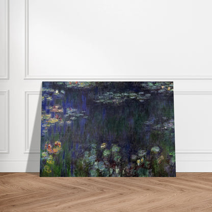 Water Lilies, Green Reflection left half - claude monet Brushed Aluminum Print - 70x100 cm / 28x40 inches | claude monet Aluminum Print | claude monet Prints