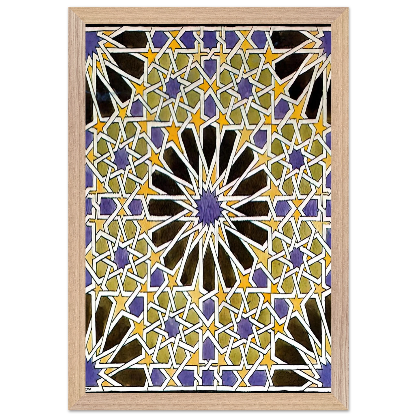 MC Escher - MURAL MOSAIC IN THE ALHAMBRA Wall Art - 30x40 cm / 12x16 inches - Premium Wooden Framed Poster With Fine Art Paper-canvas - White frame