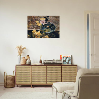 Roses in a Vase - Childe Hassam Brushed Aluminum Print - 70x100 cm / 28x40 inches | Childe Hassam Aluminum Print | Childe Hassam Prints
